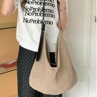 Bolso de hombro, bolso de punto ahuecado, bolso de hilo de algodón, bolso de mano de ganchillo, bolso de paja de playa bohemio de gran capacidad para estudiantes - details 17