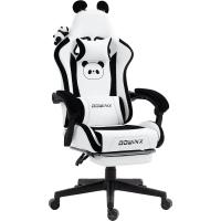 Silla de juego para ordenador, diseño ergonómico, con respaldo alto, soporte lumbar, reposapiés, piel sintética - details 15