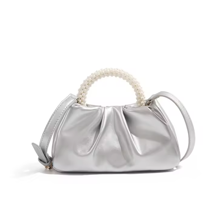 Bolso 2025 nueva moda de moda redonda perla portátil plisado nube bolsa nicho temperamento hombro bolsa de mensajero - 1