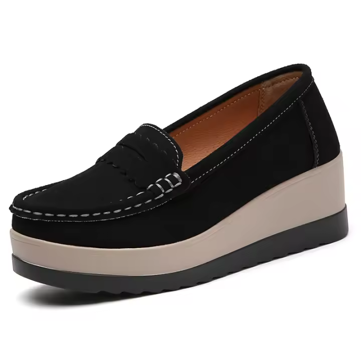 Mocasines de cuña de moda para mujer, mocasines cómodos sin cordones, zapatos de plataforma suaves y gruesos - 1