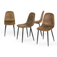Juego de 4 sillas de comedor con asiento y respaldo suaves, con patas de metal macizo, para salón, dormitorio, cocina o comedor, ante marrón - details 0