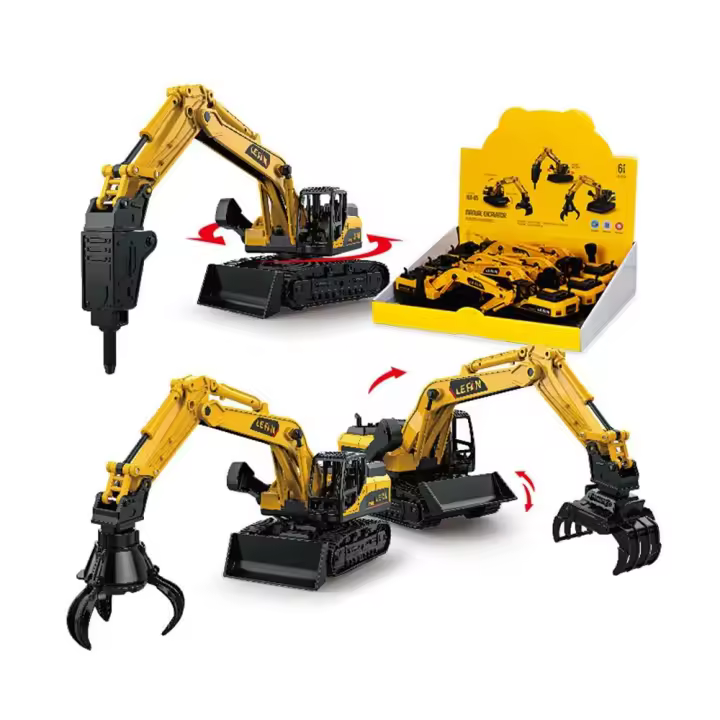 Taladro excavadora modelos de ingeniería coches vehículo juguete modelo juguetes simulación grúa juguete plástico Bulldozer camión inercial juguete - 1