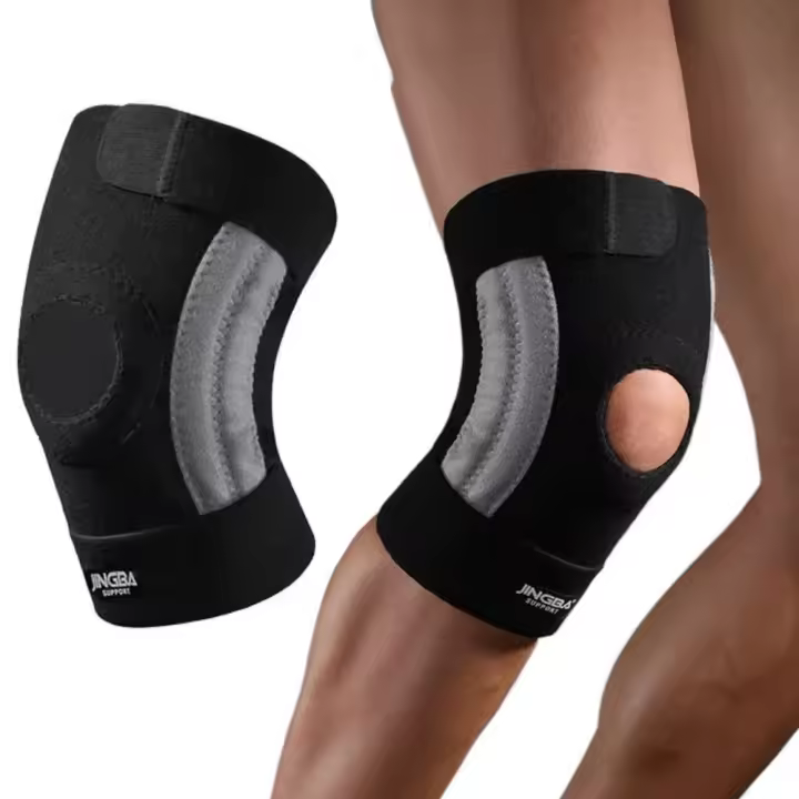 Rodilleras elásticas ajustables, rodillera suave antideslizante, cinturón de soporte, estabilizadores de rodilla de resorte lateral de compresión, voleibol - 1