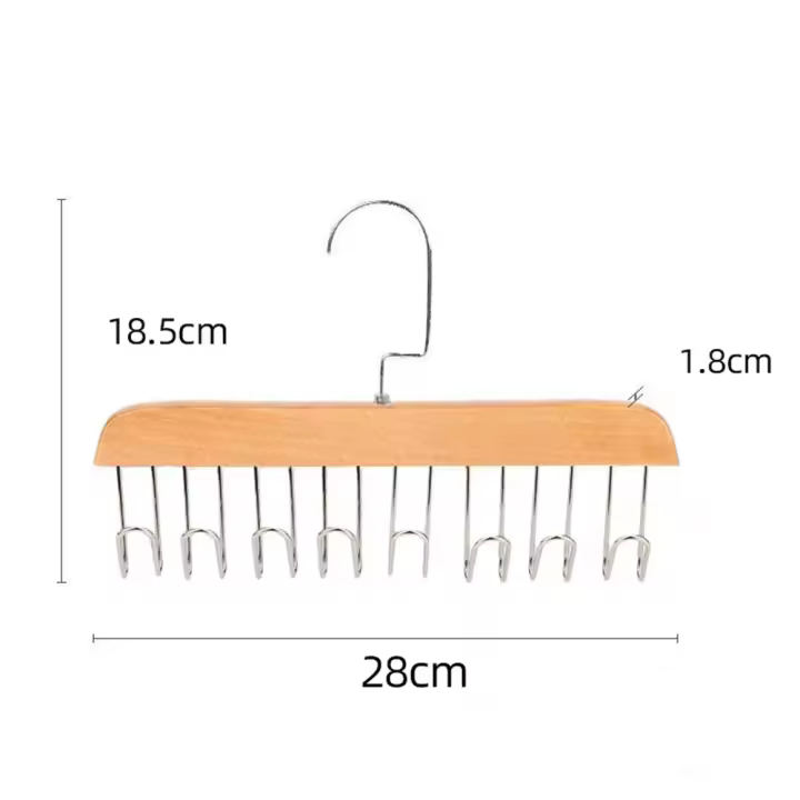 Colgador multifuncional de madera para chaleco, que ahorra espacio perchero, cinturones organizadores, corbatas, bufandas, soporte de almacenamiento para armario, 24 ganchos - 1