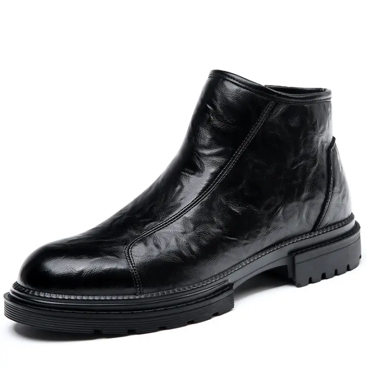 Botas de herramientas de cuero británico de lana con cremallera lateral Botas Chelsea - 1