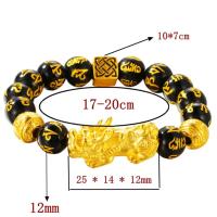 Cuentas de 12mm, material de cobre puro, regalo Pixiu Feng Shui, pulsera de obsidiana para hombre y mujer, amuleto de buena suerte hecho a mano, joyería - details 3