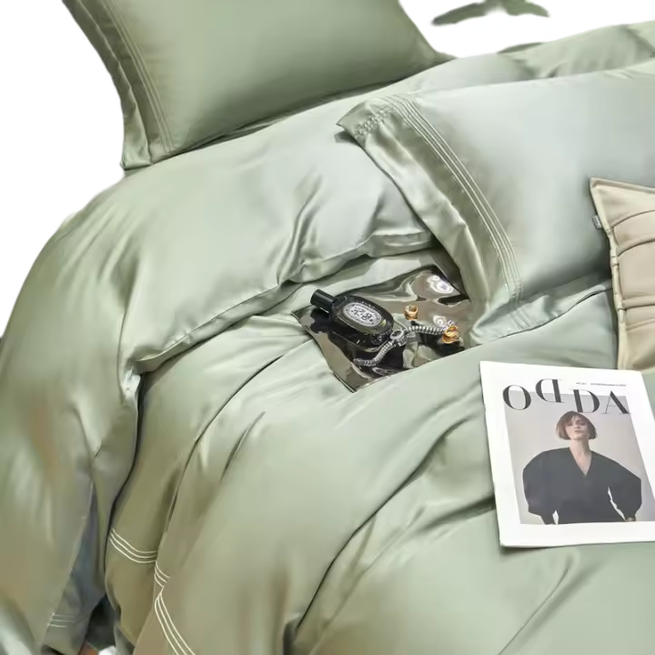 Juego de Cama de Algodón Tencel 100% de Lujo 2025 Color Sólido, Sencillo, para Cama de 1.5m/2.0m - 1