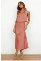 BUNO-Vestidos de seda satinada para mujer, vestidos sexys de fiesta de noche para primavera y verano, sin mangas, con hombros descubiertos, vestidos largos elegantes para mujer 2025 - details 8