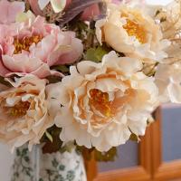 Ramo de flores de peonía artificiales de tacto Real, simulación de peonía hecha a mano de lujo, flores falsas realistas y elegantes, decoración del banquete de boda - details 5