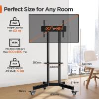 Ruedas para Televisión de 32 a 85 Pulgadas hasta 60 kg, Soporte TV Pie con Bandeja, Máx. VESA 600x400mm - details 2