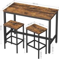 Conjunto de Comedor de Estilo Rústico Marrón Taburetes de Barra, Mesa de Desayuno, Sillas - details 4
