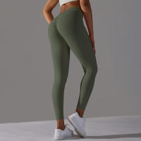 Pantalones de yoga con espalda en V para mujer, leggings sexys para entrenamiento Fiess, gimnasio, correr, cintura alta - details 14