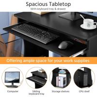 Mesa de Escritorio con Ruedas Escritorio de Oficina Extraíble con Estantería para PC Impresora - details 14