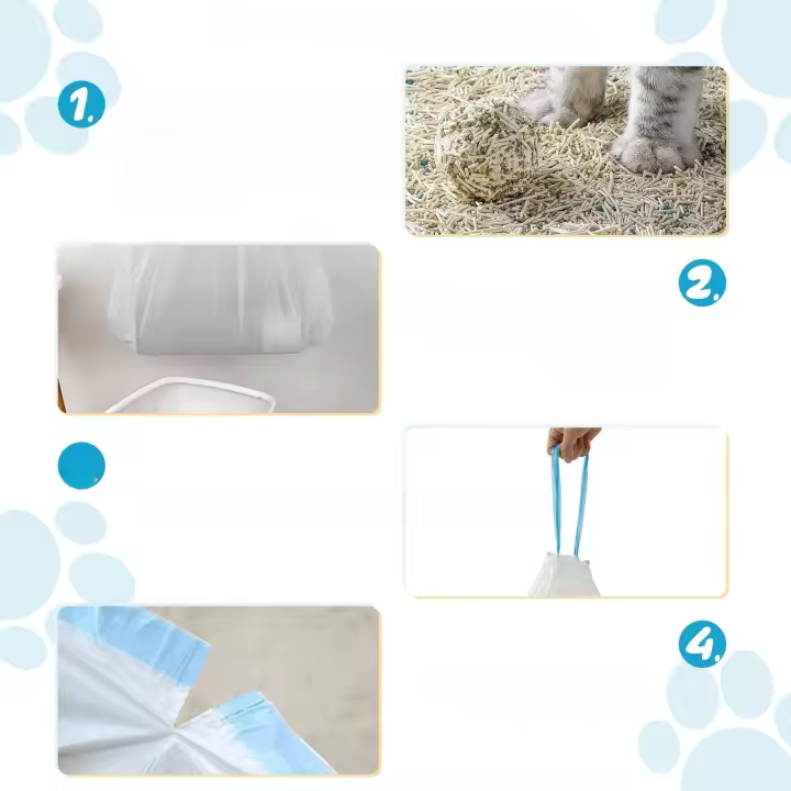 3 Rolls De Bolsas Para Gatos Extra Gruesas Y Grandes Con Cierre De Cordón Resistente Al Desgarro Para Caja De Arena De Mascotas - 1