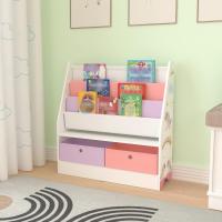 Estantería para Niños con Diseño de Unicornio Organizador de Libros con 3 Estantes y 2 Cajones Plegables 74 x 71 x 23 cm Blanco/Morado/Rosa - details 1
