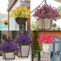 Ramo de flores artificiales de plástico para Decoración de mesa, flores falsas para jardín, porche, ventana, habitación del hogar, bricolaje - details 8