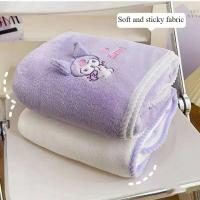 Toalla de baño de felpa Coral para niños de Anime Kuromi, combinación absorbente y sin pelo, envoltura de secado rápido para ducha de niña suave - details 5