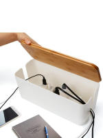 Caja de cables con tira, organizador de gestión de cables de alimentación de madera, cargador antipolvo, Cubo de almacenamiento de línea de red - details 0