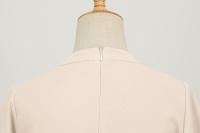 Solid women summer elegant short sleeve stand collar vintage a-line midi long party dress - details 37