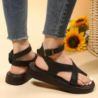 Women's Fashion Criss Cross Flat Sandals Color Solid Slingback Open Toe Shoes Strappy Back Buckle Summer Shoes - details 5