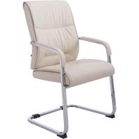 Silla De Conferencia Anubis En Polipiel I Silla De Oficina En Estilo Cantilever, con Reposabrazos y Base Metálica, Color: Crema - details 0