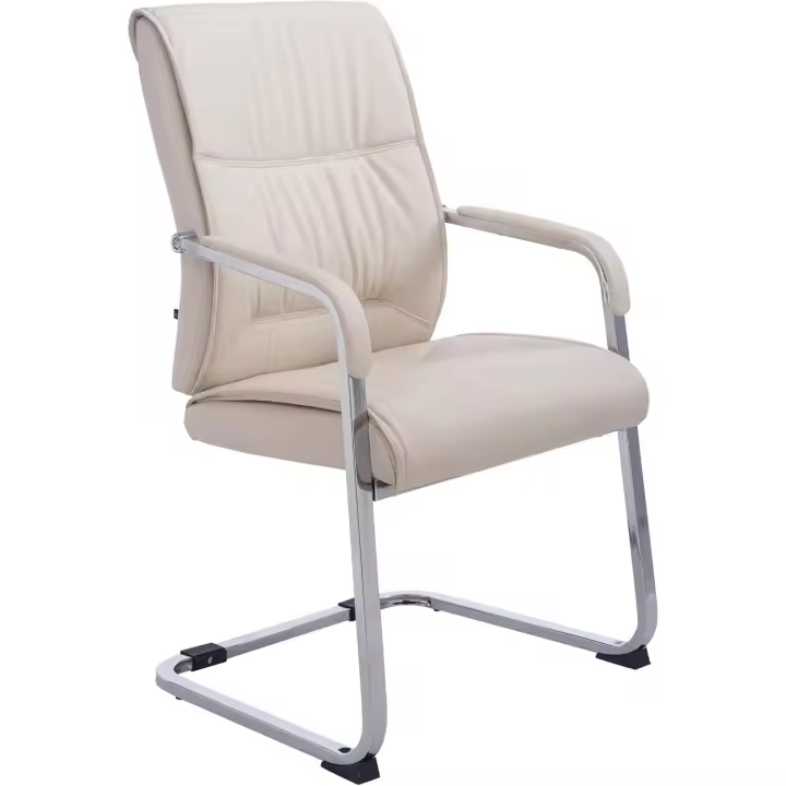 Silla De Conferencia Anubis En Polipiel I Silla De Oficina En Estilo Cantilever, con Reposabrazos y Base Metálica, Color: Crema - 1