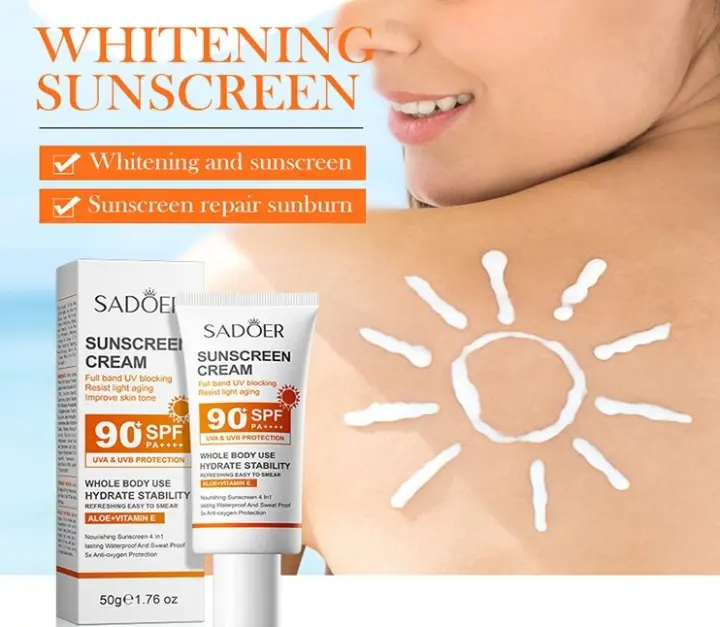 SADOER Spf 90+ Protector Solar para uso en todo el cuerpo Protector Solar resistente a los rayos UV reparación bloqueador Solar Protector Solar Facial - 1
