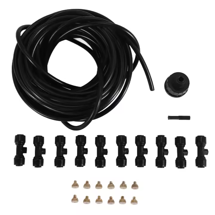 Kit de boquillas de nebulización con bloqueo deslizante de 1/4 pulgadas, boquillas de niebla para sistema de nebulización de Patio, sistema de refrigeración para exteriores, señor de agua para jardín - 1