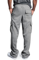 Pantalones deportivos sueltos para hombre, pantalones casuales con encaje, cintura elástica, bolsillo, color sólido - details 8