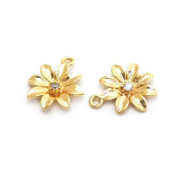 Colgantes de latón y circonita de Color dorado de 18K, varios dijes de flores, joyería artesanal de alta calidad, accesorios para collar y pendientes - details 41