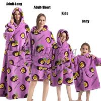 Sudaderas con capucha de gran tamaño para niños y mujeres, sudaderas con capucha de Panda, oso, aguacate, León, dibujos animados, Halloween, familia, mantas largas de TV, invierno, nuevo - details 8
