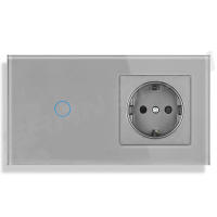SRAN-interruptores táctiles de pared para el hogar, interruptores de luz estándar de la UE con enchufe, Panel de cristal de 153mm - details 2