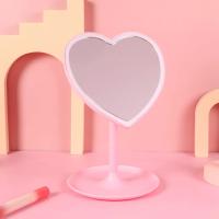 Espejo de maquillaje LED con forma de corazón, iluminación de 3 colores y soporte, recargable, portátil, iluminado - details 0
