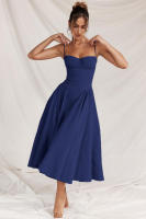 Vestido de mujer sin mangas y hombros, diseño elegante, vestido de corte - details 25