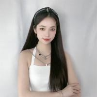 Extensión de cabello sintético negro con Clip, accesorios para cabello marrón, peluca con diadema larga y recta, peluca resistente al calor, media peluca con diadema - details 3