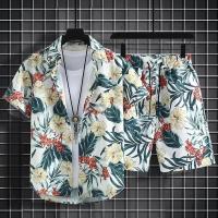Traje de playa con diseño Floral para hombre, Polo de gran tamaño con mangas 3/4 y pantalones cortos - details 2