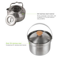 Cocinas de acero inoxidable para exteriores, de 4 piezas juego familiar, portátil, para Picnic, sopa, freír, vaporera, para el hogar - details 18