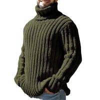 2025 Suéter de cuello alto para hombre, Top de punto cansado de color sólido, ropa, otoño e invierno, - details 1