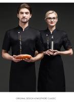 Chaqueta de Chef de manga corta, uniforme de Chef de Hotel, ropa de trabajo de Pizza transpirable, Catering, restaurante, cocina, panadería, ropa de Chef negra, nuevo - details 4