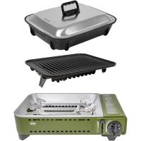 Cocina Portátil de Gas para Acampar Kit de Parrilla de Aluminio Fundido + Plancha con Tapa - details 0