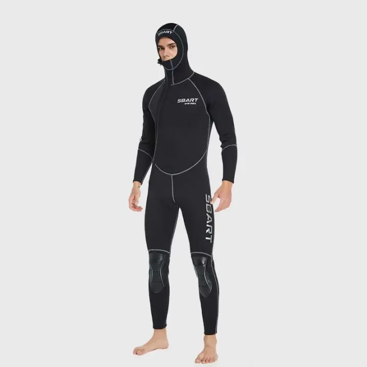 Traje de neopreno de 3mm para hombre, traje de buceo cálido de una pieza de manga larga con capucha, protector solar a prueba de frío, surf, natación, traje de baño - 1