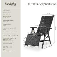 Respaldo Ajustable y Reposapiés, Silla Conjunto Jardín Exterior, Muebles Jardín Exterior Resistentes a Intemperie, Reposabrazos en Madera - marrón - details 18