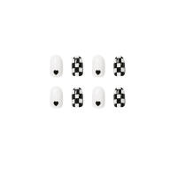 24 parches para uñas a cuadros en blanco y negro, estilo dulce, fáciles de romper - details 0