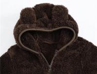 Abrigo con capucha de lana para niños, abrigo con cremallera de color sólido, ropa de invierno para niños - details 13