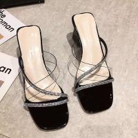 Nuevas zapatillas de verano para mujer, gruesas, simples y a la moda, transparentes, con cabeza cuadrada - details 6