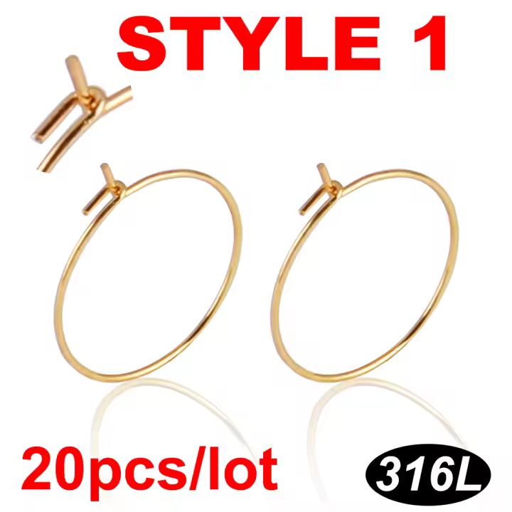 20pcs oro 316L pendientes alambre círculo grande acero inoxidable alta calidad para pendientes aro de bricolaje piezas para hacer pendientes fabricación accesorios de joyería enganches para pendientes acero inoxidable para bisuteria - 1