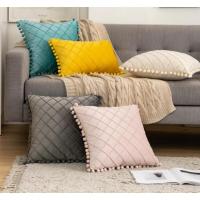 Fundas decorativas Boho Farmhouse, almohada cuadrada de terciopelo con pompones - details 7