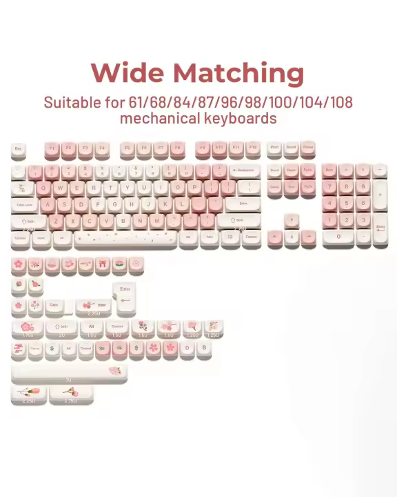 Teclas PBT de perfil MOA rosa de 143 teclas, teclas Sub de tinte personalizado para teclado Nical para juegos Cherry MX Switch 61/87/104 - 1