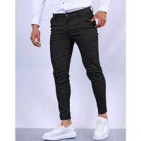 Nuevos pantalones formales informales con textura de Color sólido para hombre, pantalones ajustados cónicos populares para las cuatro estaciones - details 7