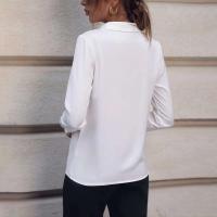 Blusa de Verano Elegante Cuello en V Blusa de Manga Larga de Color Sólido - details 7